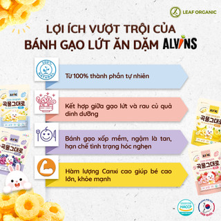 Bánh gạo lứt ăn dặm hữu cơ cho bé từ 12 tháng Alvins 30g