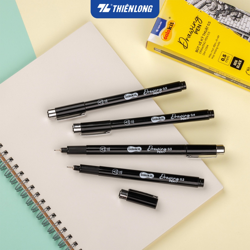 Bút vẽ kỹ thuật Drawing Pen Thiên Long Colokit - Bút kim mực kháng nước ...