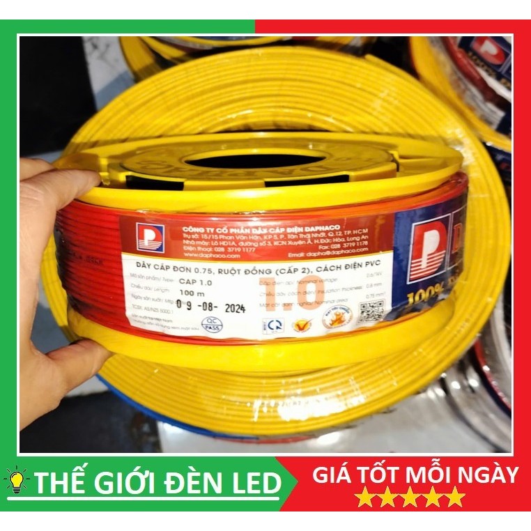 Dây điện đơn 100M Daphaco CV 1.0, 1,5, 2.0, 2.5, 3.0, 4.0 chính hãng ...