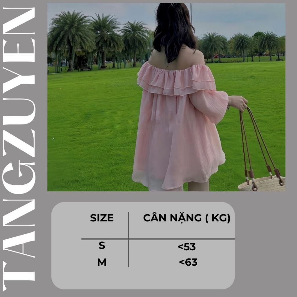 Váy trễ vai bèo tay dài bồng dáng xòe ngắn + quần short đùi trong bảo hộ Set đồ nữ đầm hở vai tiểu thư bánh bèo T347G