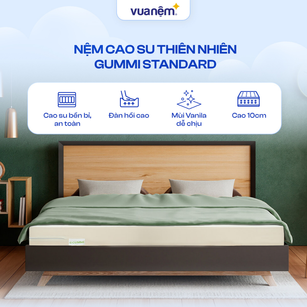 Ảnh Nệm Cao Su Thiên Nhiên 100% Gummi Standard 2.0 10cm Vua Nệm, Mùi Hương Vani 3