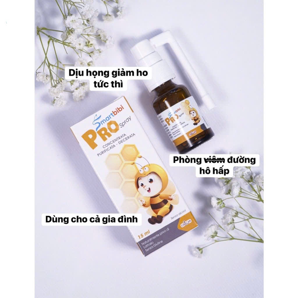Xịt họng Smartbibi Pro Spray tăng cường sức khỏe đường hô hấp trên,hỗ trợ làm dịu họng