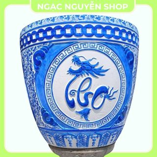 Khuôn Chậu Tròn, Thống Tròn 48, Hoa Văn Phúc - Lộc - Thọ (Đổ Đáy) Chất Liệu Nhựa ABS