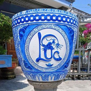 Khuôn Chậu Tròn, Thống Tròn 48, Hoa Văn Phúc - Lộc - Thọ (Đổ Đáy) Chất Liệu Nhựa ABS