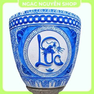 Khuôn Chậu Tròn, Thống Tròn 48, Hoa Văn Phúc - Lộc - Thọ (Đổ Đáy) Chất Liệu Nhựa ABS