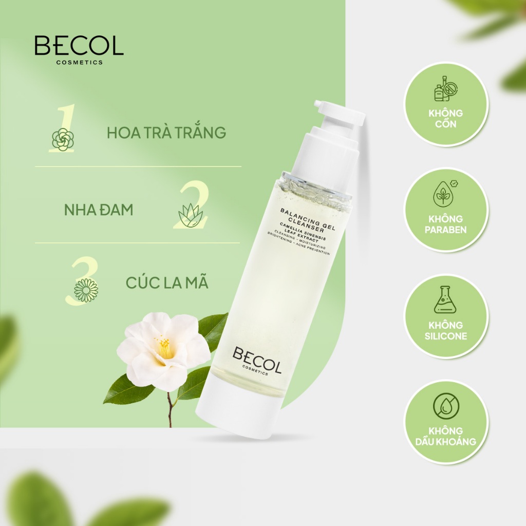 Sữa Rửa Mặt Gel BECOL Balancing Gel Cleanser 100ml | Cấp Ẩm, Làm Sạch Dịu Nhẹ Cho Da Dầu & Da Nhạy Cảm
