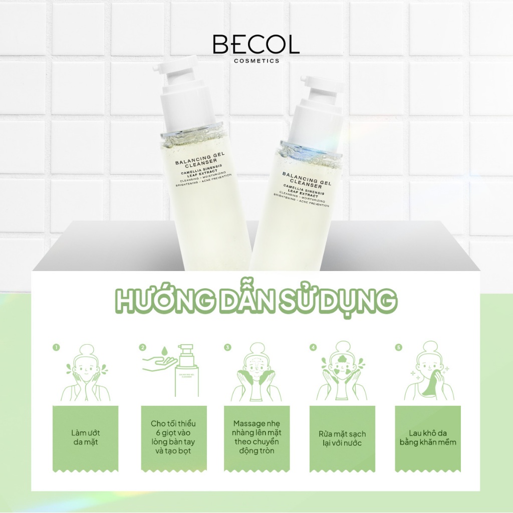 Sữa Rửa Mặt Gel BECOL Balancing Gel Cleanser 100ml | Cấp Ẩm, Làm Sạch Dịu Nhẹ Cho Da Dầu & Da Nhạy Cảm