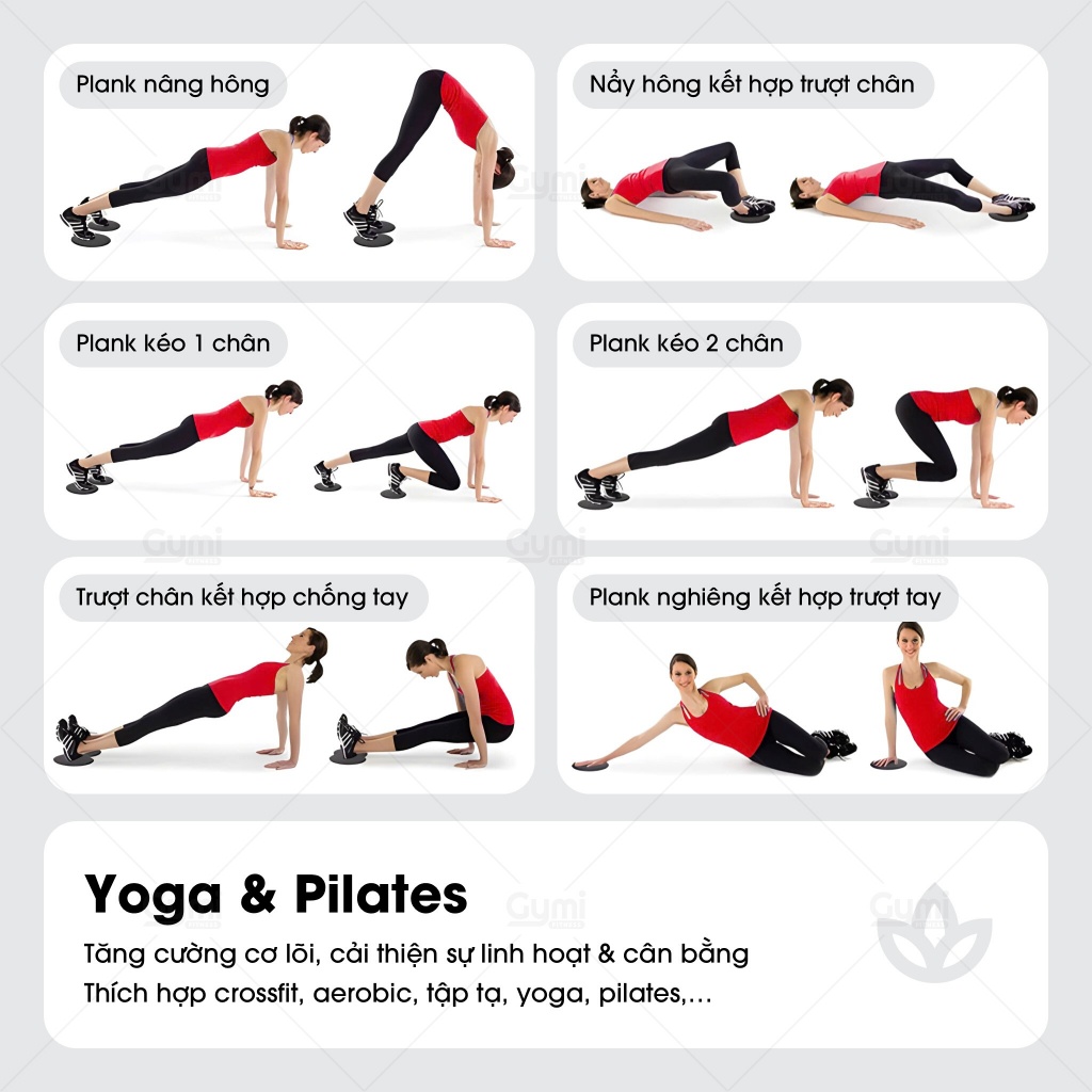 [1 Cặp] Đĩa trượt hỗ trợ tập Yoga - Đĩa Tròn 18x18cm, Chất Liệu nhựa ABS và xốp - DiaTruot