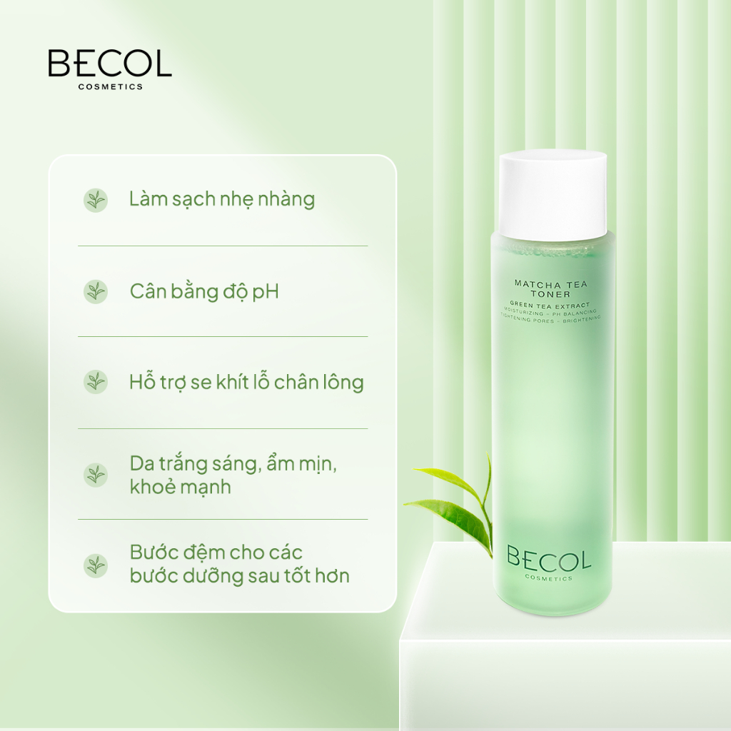 Nước Hoa Hồng Trà Xanh BECOL MATCHA TEA TONER Cấp Ẩm Và Cân Bằng Độ pH Cho Da 150ml