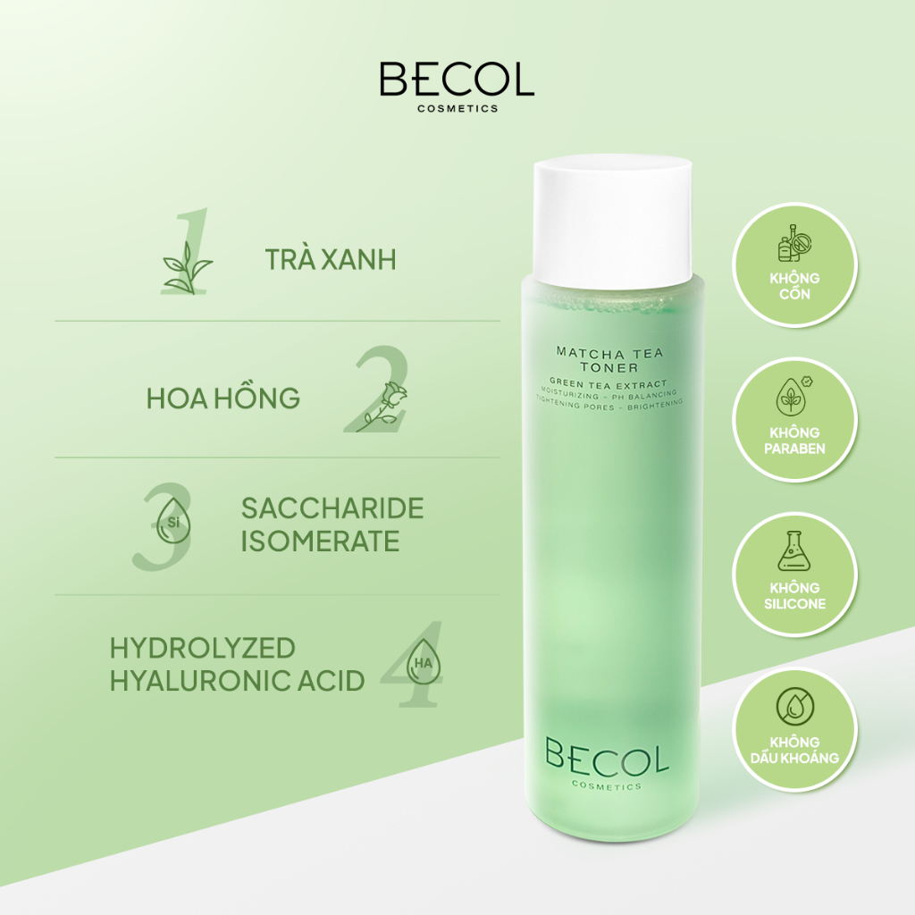 Nước Hoa Hồng Trà Xanh BECOL MATCHA TEA TONER Cấp Ẩm Và Cân Bằng Độ pH Cho Da 150ml
