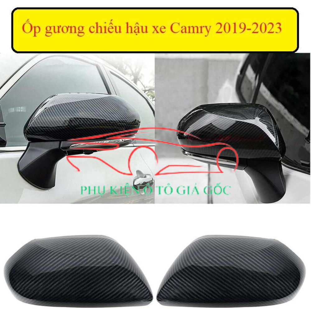 Ốp gương chiếu hậu xe Toyota Camry 2014 - 2022, 2023, 2024, 2025 Vân Carbon cao cấp