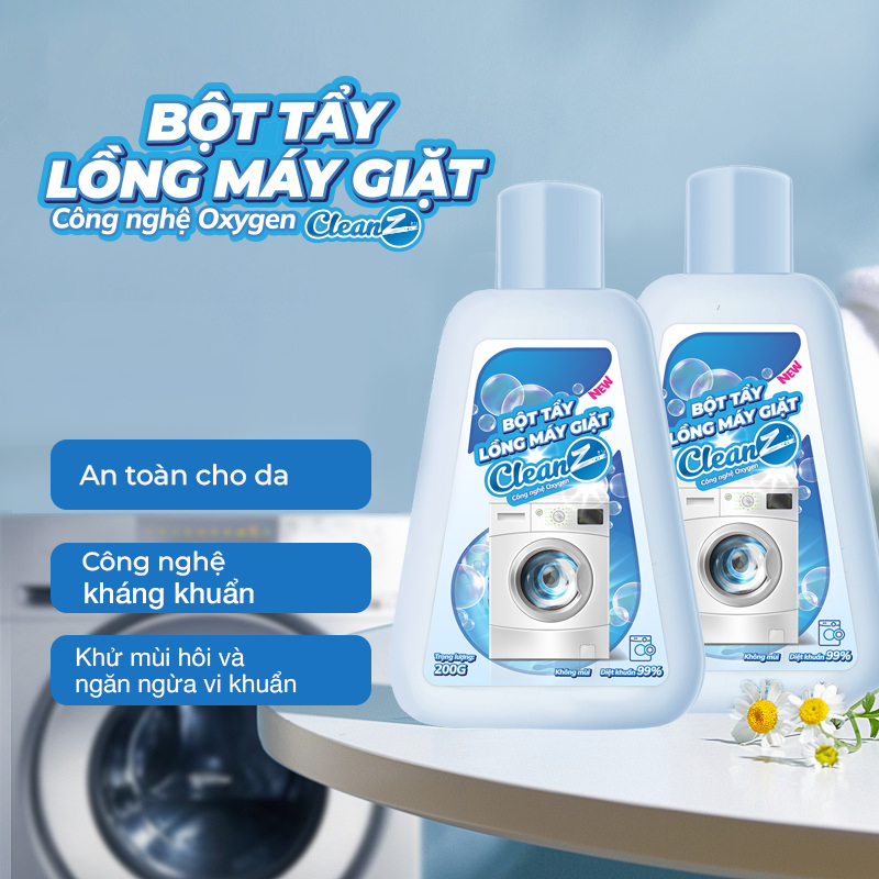 Bột Tẩy Lồng Máy Giặt Cao Cấp CleanZ Giúp Làm Sạch Và Loại Bỏ Cặn Bẩn Hiệu Quả - Hộp 200g