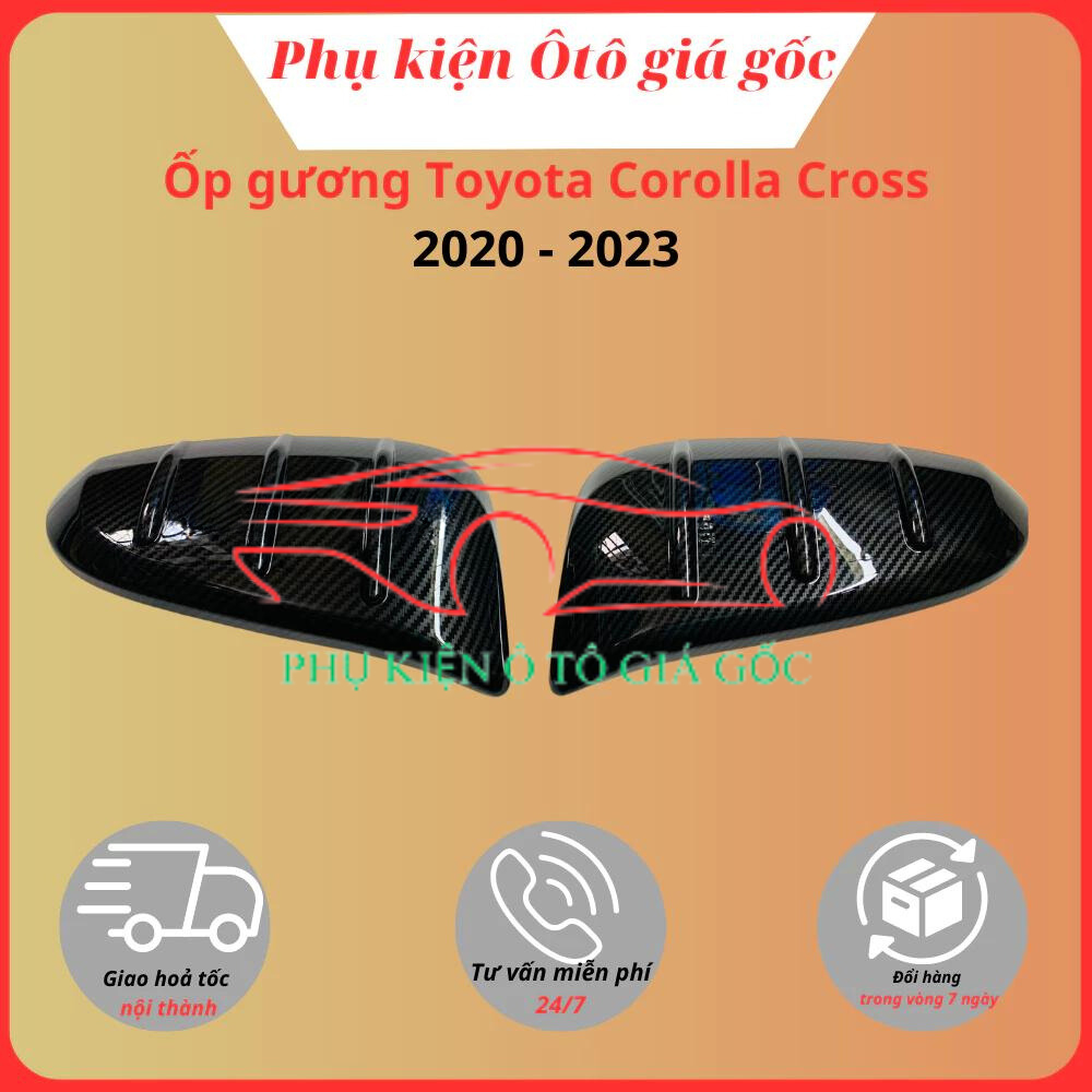 Ốp gương chiếu hậu xe Toyota Corolla Cross 2020 - 2022, 2022, 2023, 2024, 2025 nhựa vân cacbon cao cấp