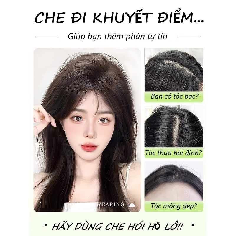 Tóc Giả Phủ Hói iAn Hồ Lô 3 Kẹp Mái Bay, Mái Thưa