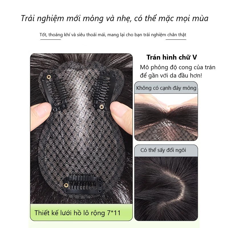 Tóc Giả Phủ Hói iAn Hồ Lô 3 Kẹp Mái Bay, Mái Thưa