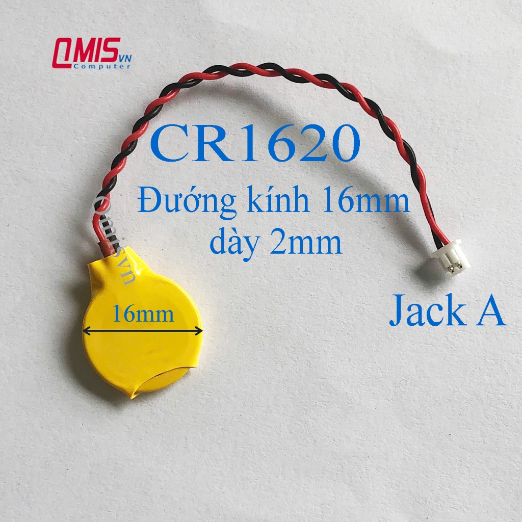 Pin Cmos laptop 2 dây CR1620 1620 (Đường kính 16mm, dày 2mm), Jack A ...