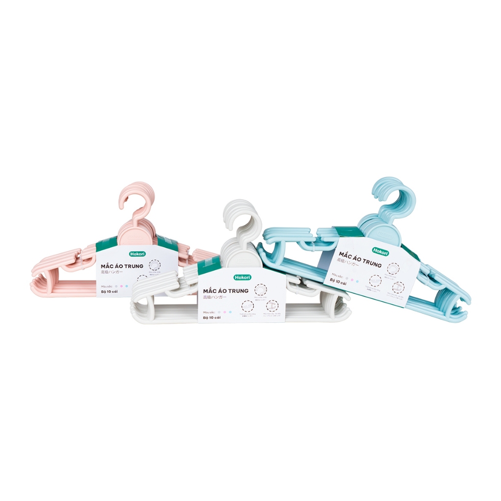 SET 10 Móc Quần Áo Size Trung Giữ Form Cực Tốt Chính Hãng Việt Nhật (mã 2819)