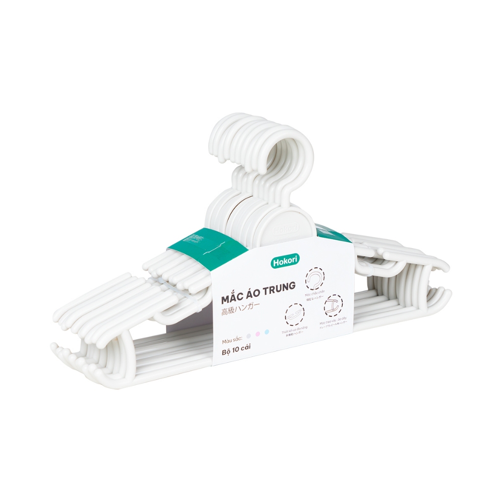 SET 10 Móc Quần Áo Size Trung Giữ Form Cực Tốt Chính Hãng Việt Nhật (mã 2819)