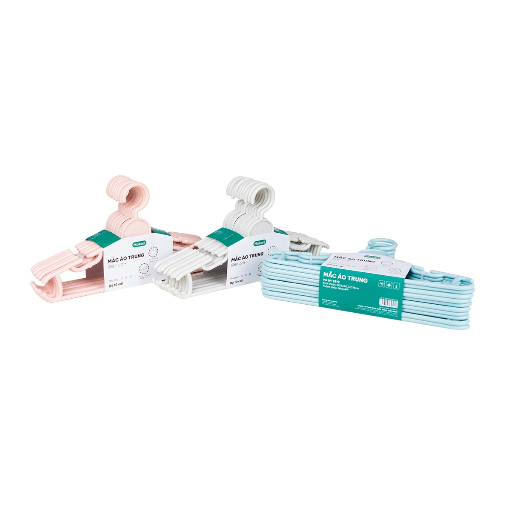 SET 10 Móc Quần Áo Size Trung Giữ Form Cực Tốt Chính Hãng Việt Nhật (mã 2819)