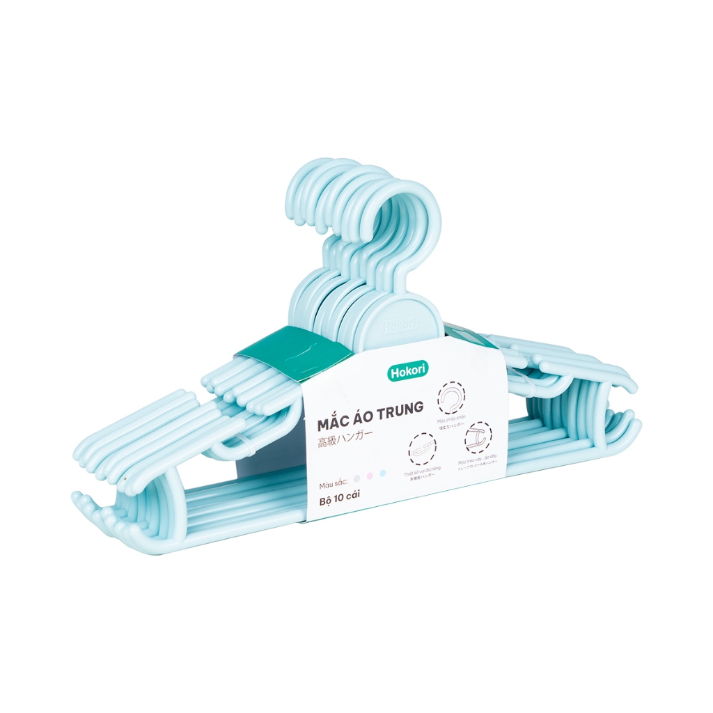 SET 10 Móc Quần Áo Size Trung Giữ Form Cực Tốt Chính Hãng Việt Nhật (mã 2819)