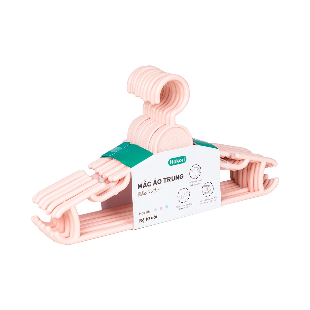 SET 10 Móc Quần Áo Size Trung Giữ Form Cực Tốt Chính Hãng Việt Nhật (mã 2819)