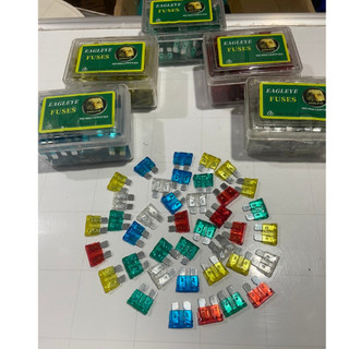 Hộp 100 Cầu chì ô tô các loại, cầu chì chân dẹp 10A, 15A, 20A, 25A, 30A.