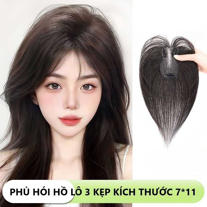 Tóc Giả Phủ Hói iAn Hồ Lô 3 Kẹp Mái Bay, Mái Thưa