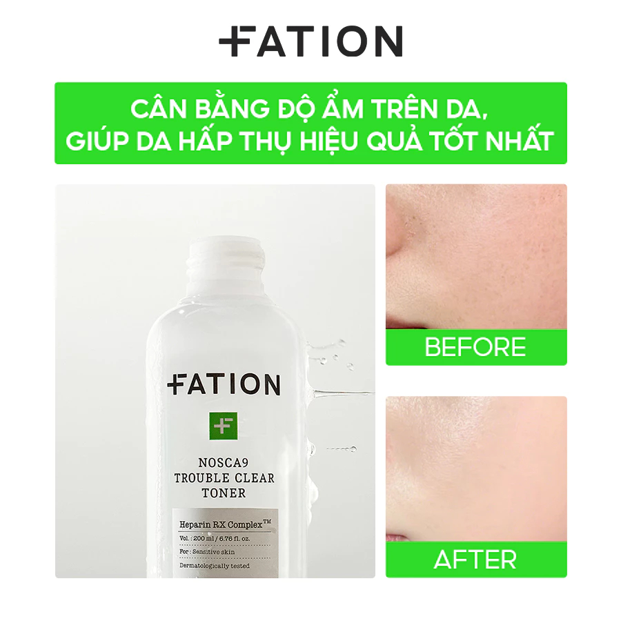 Ảnh Nước Hoa Hồng Cân Bằng Da FATION NOSCA9 TROUBLE CLEAR TONER 200ml 3