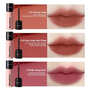 [HỎA TỐC MOOEKISS] Son Kem Mooekiss Loại Son sáng da Son bóng mỏng nhẹ dưỡng ẩm tint lì không khô môi 3g