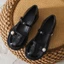 Giày búp bê đế cao lolita đính ngọc trai kiểu dáng vintage thời trang hàn quốc ba màu đỏ đô trắng đen