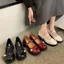 Giày búp bê đế cao lolita đính ngọc trai kiểu dáng vintage thời trang hàn quốc ba màu đỏ đô trắng đen