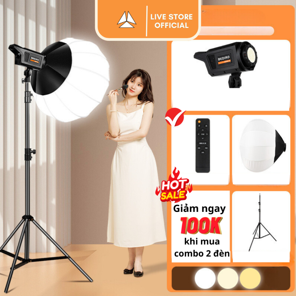 Đèn live Softbox Hình Cầu Bediro BD-400S trợ sáng Livestream, quay ...
