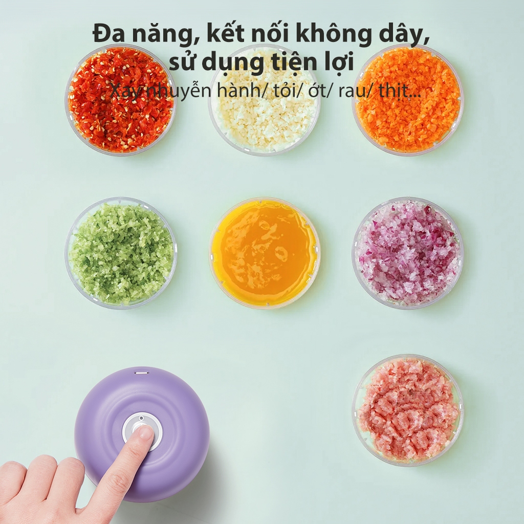 Ảnh Máy xay tỏi ớt cầm tay Samono SW-L4  250ml 30w không dây, dung lượng pin sạc 800 mAh, cổng type C 3