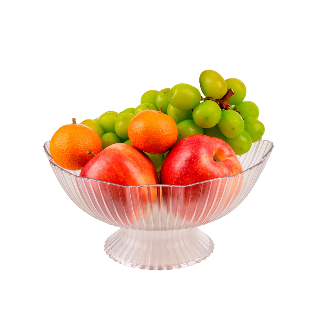 Đĩa Đựng Trái Cây, Đĩa Đựng Thực Phẩm, Đĩa Nhựa Chân Đế Cao Trong Suốt Chính Hãng Việt Nhật (mã 1263)