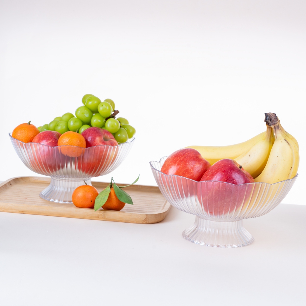 Đĩa Đựng Trái Cây, Đĩa Đựng Thực Phẩm, Đĩa Nhựa Chân Đế Cao Trong Suốt Chính Hãng Việt Nhật (mã 1263)