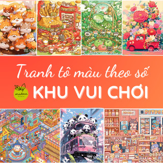 [TỔNG HỢP] Tranh Tô Màu Theo Số Madoca Khung 40x50cm Khu Vui Chơi Thỏ Gấu Mèo
