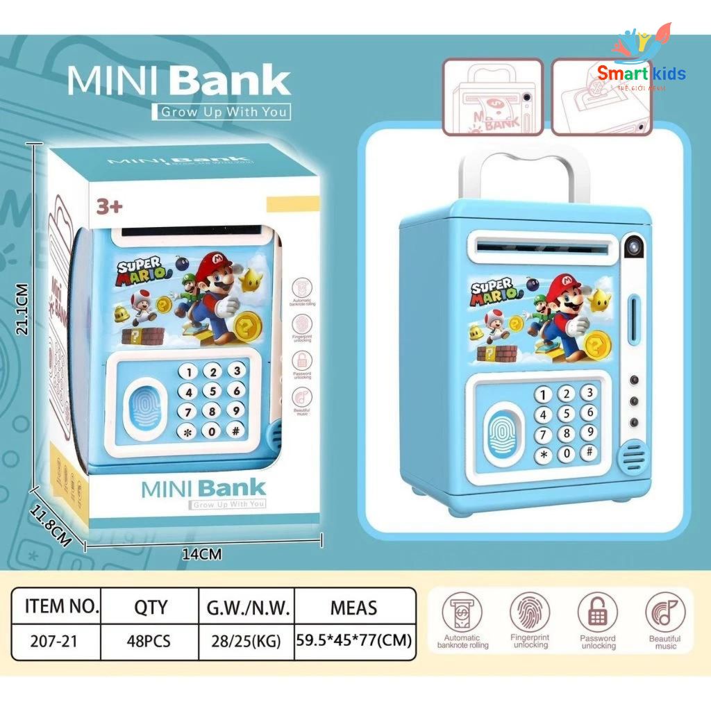 Product image Két Sắt Mini Kuromi, Melody, Mario Có Vân Tay Thông Minh, Két Sắt Đựng Lì Xì Cho Bé Học Cách tiết kiệm 3