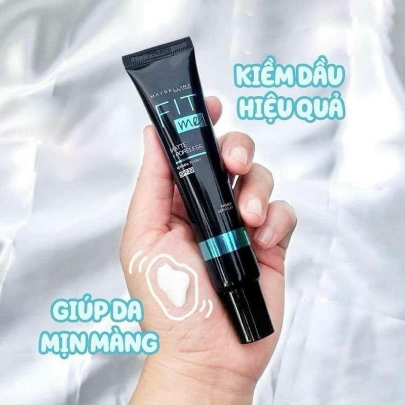 Kem lót kiềm dầu, che lỗ chân lông to Fit me Matte+Poreless, che phủ lỗ chân lông hiệu quả.