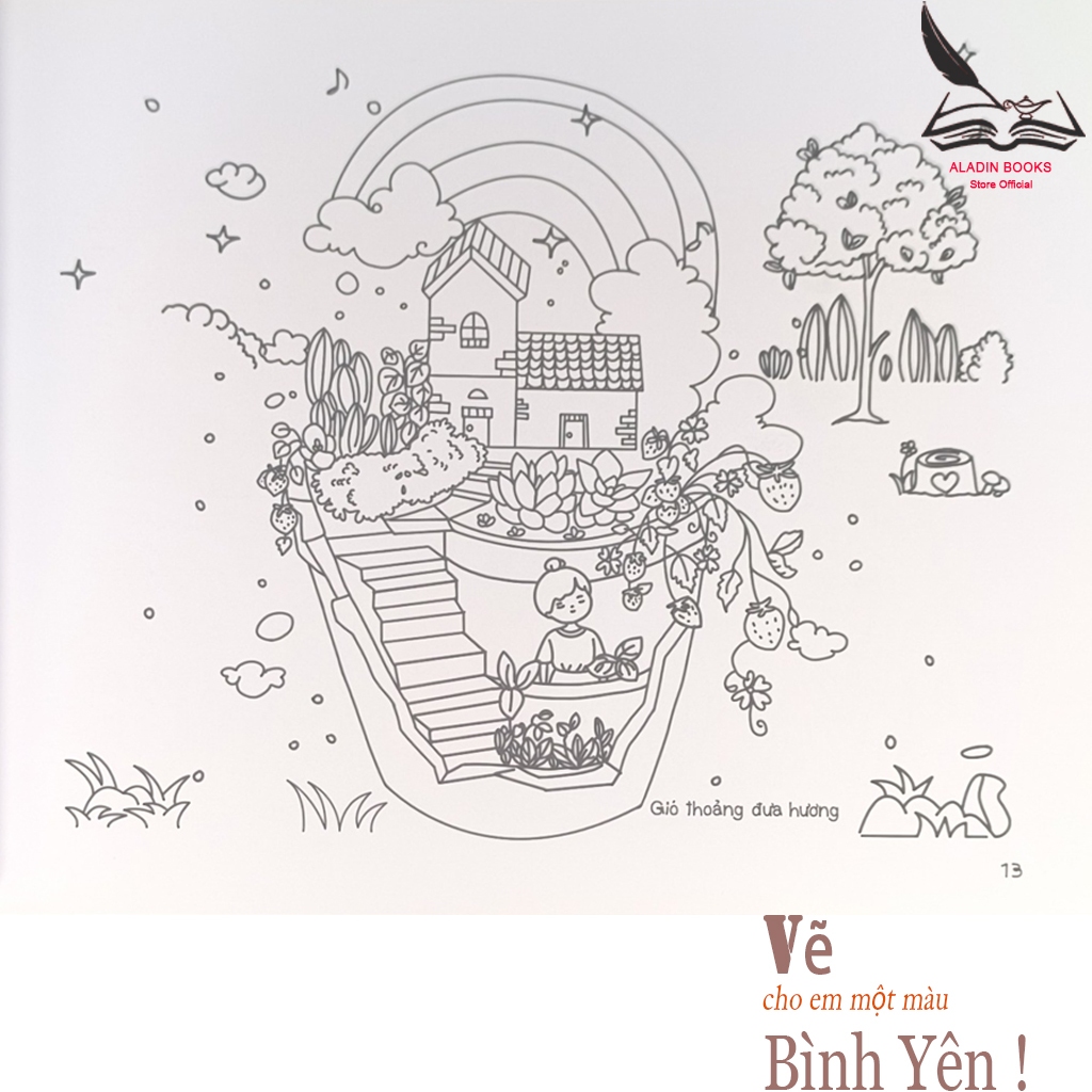 Sách-Vẽ Cho Em Một Màu Bình Yên-Lant-Tiểu Tranh-Chất Liệu Giấy Cao Cấp