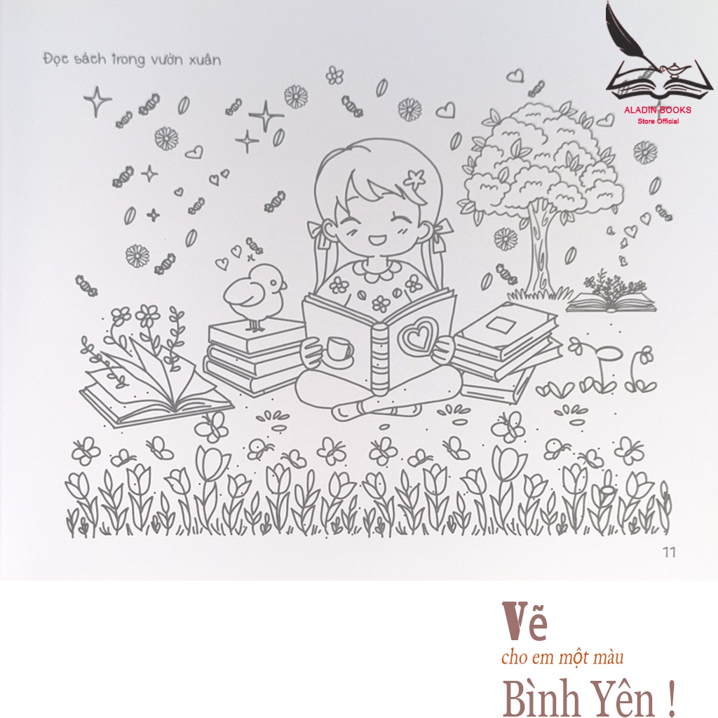 Sách-Vẽ Cho Em Một Màu Bình Yên-Lant-Tiểu Tranh-Chất Liệu Giấy Cao Cấp