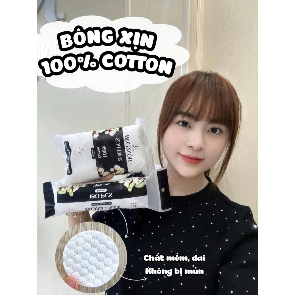 Bông Tẩy Trang BÔNG XỊN Thiết Kế Dập Đa Điểm Tiết Kiệm 240 Miếng, bông tẩy trang 100% cotton - Hân Korea | Shopee Việt Nam