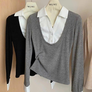 Áo len nữ cổ sơ mi dài tay chất thun tăm mềm mịn phong cách hàn quốc thiết kế 3 màu dễ phối đồ HCOM3115 YuuMi Style