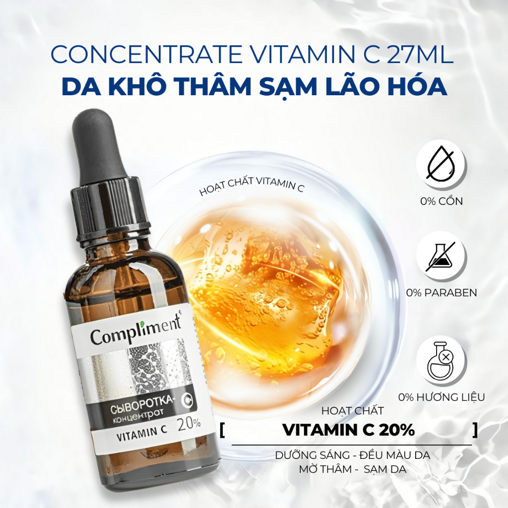 Ảnh Serum Dưỡng Da Compliment Vitamin C Cấp Ẩm Và Phục Hồi Da, Dưỡng Da Trắng Sáng, Mờ Thâm 27ml 3