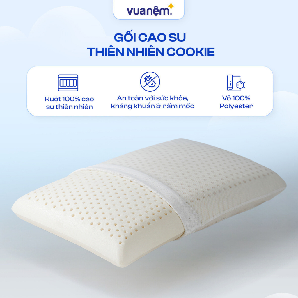 Ảnh Gối Cao Su Thiên Nhiên Gummi Cookie Nâng Đỡ Chắc Chắn, Thông Thoáng, Thiết Kế Độ Cong Phù Hợp 2