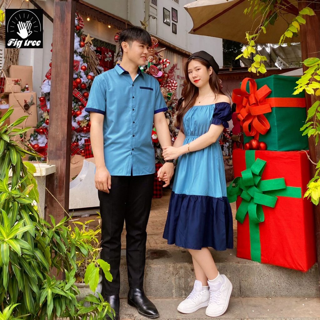 Set Sơ Mi Váy Đôi Fig Tree Màu Xanh Mint Phối Siêu Xinh Đẹp