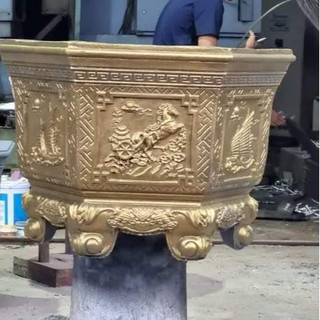 Khuôn đúc chậu lục giác 60 chân liền, hoa văn thuyền ngựa, chất liệu nhựa abs