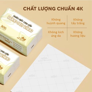 Giấy ăn cao cấp Bông Sen Vàng 4 lớp mềm mịn, an toàn, tiện lợi.