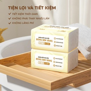 Giấy ăn cao cấp Bông Sen Vàng 4 lớp mềm mịn, an toàn, tiện lợi.