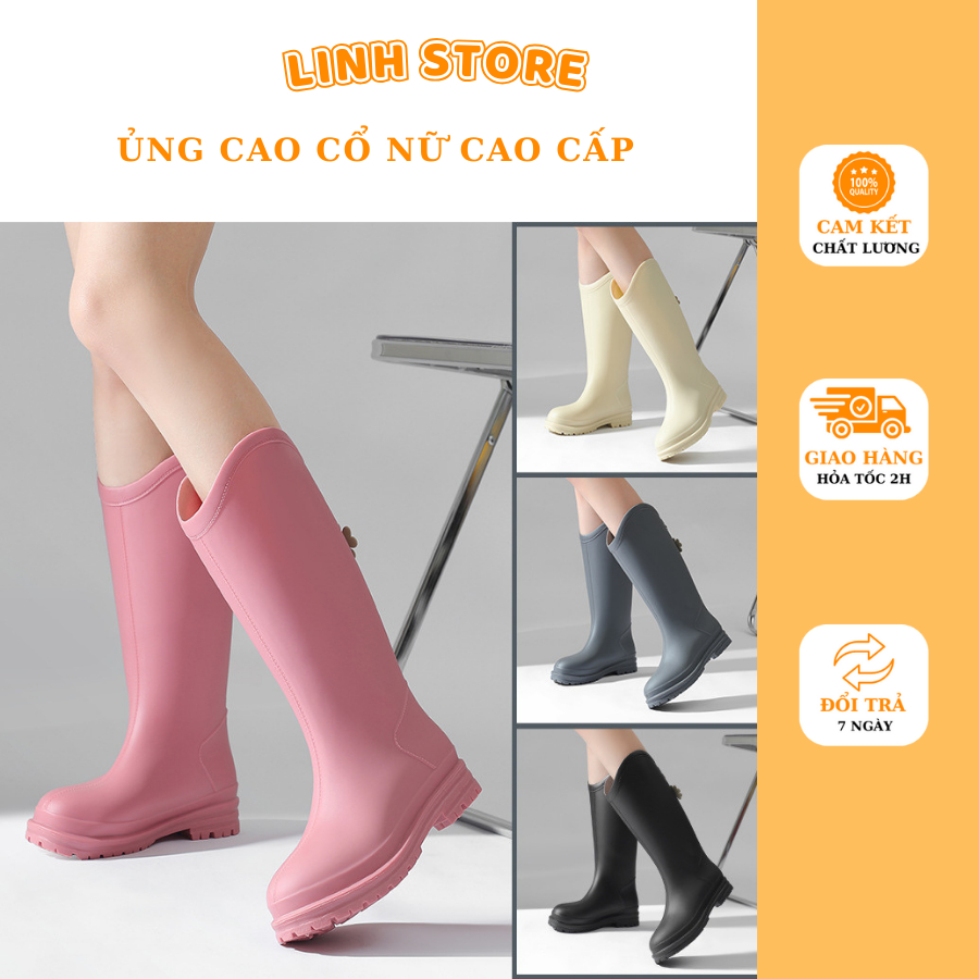 Ủng Cao Cổ Thời Trang Nữ Cao Cấp, Bốt Đi Mưa