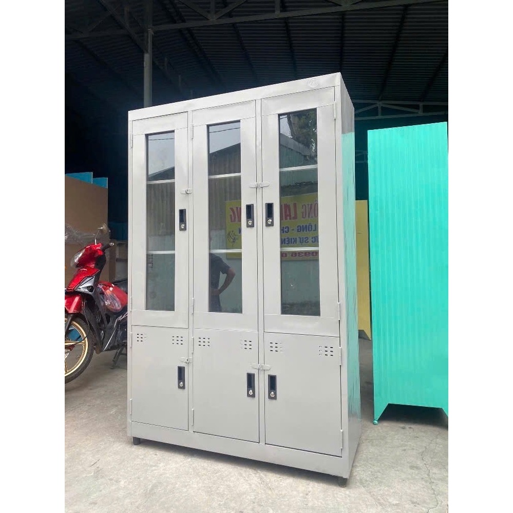 Tủ hồ sơ 2 3 cánh kính sắt - tủ hồ sơ văn phòng đựng tài liệu, tủ sắt trưng bày.